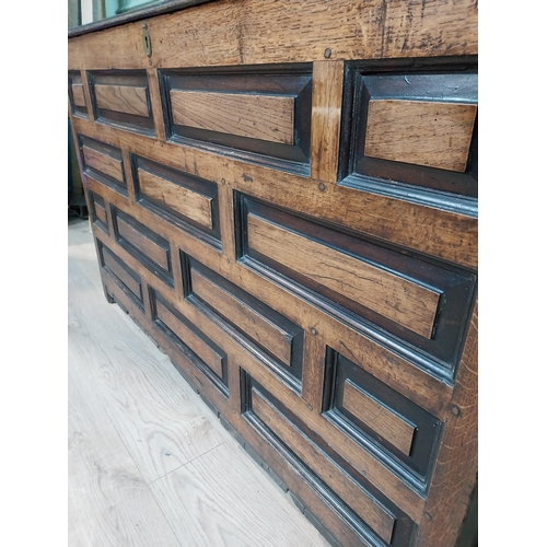 65 - 18th C. oak coffer with panelled front and sides. {86 cm H x 143 cm W x 56 cm D}.