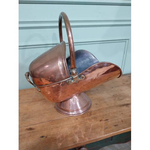 37 - Good quality Victorian copper coal helmet. {47 cm H x 31 cm W x 50 cm D}.