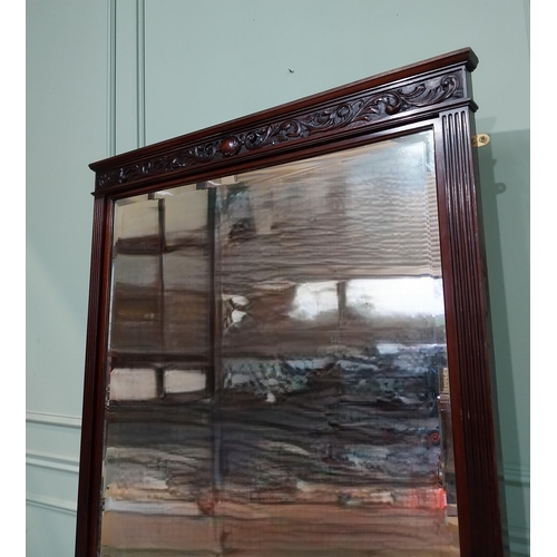 74 - Edwardian carved mahogany overmantle mirror. {212 cm H x 116 cm W} .