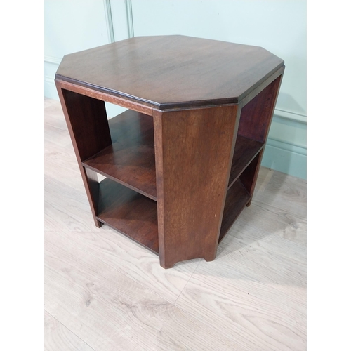 134 - 1950's oak lamp table and bookshelf. {50 cm H x 50 cm W x 50 cm D}.
