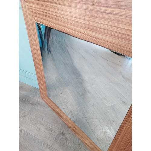 282 - Contemporary Zebrawood wall mirror. {120 cm H x 120 cm W}