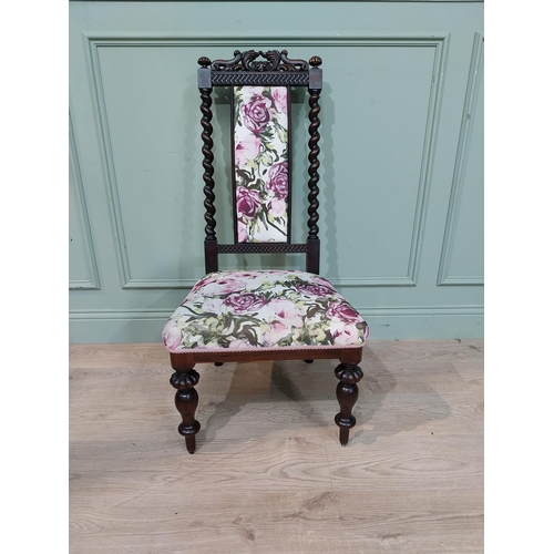362 - Victorian rosewood nursing chair with upholstered seat on turned legs. {102 cm H x 50 cm W x 40 cm D... 