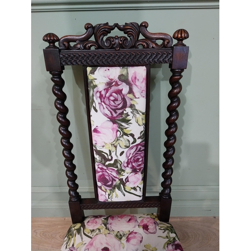 362 - Victorian rosewood nursing chair with upholstered seat on turned legs. {102 cm H x 50 cm W x 40 cm D... 
