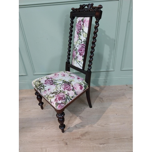 362 - Victorian rosewood nursing chair with upholstered seat on turned legs. {102 cm H x 50 cm W x 40 cm D... 