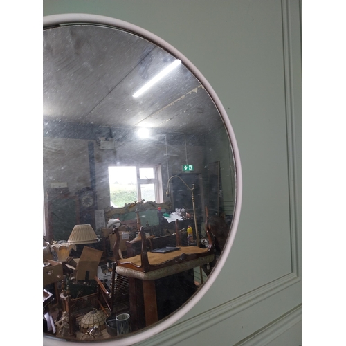 477 - Mid century painted metal frame wall mirror. {57 cm Dia.}