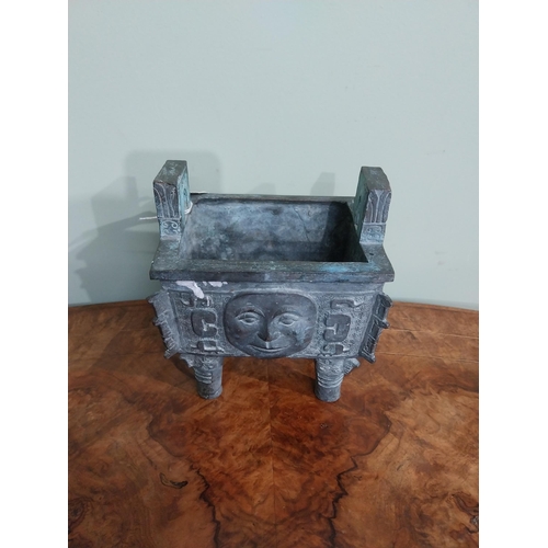 363 - Oriental bronze tazza. {18 cm H x 16 cm W x  12 cm D}.