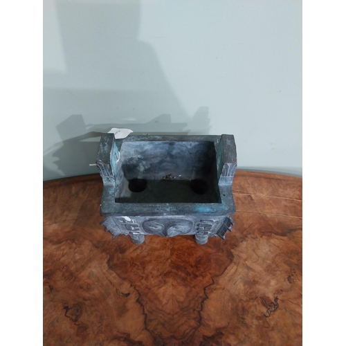 363 - Oriental bronze tazza. {18 cm H x 16 cm W x  12 cm D}.