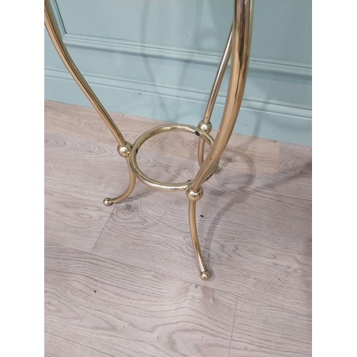 34 - Rare early 20th C. brass Gentleman's washstand with mirrored back and inset marble top with towel ra... 