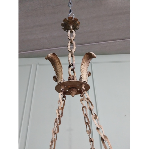 94 - 19th C. French gilded brass and alabaster hanging lamp shade. {90 cm H x 40 cm Dia.}.