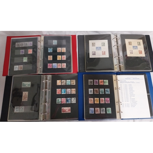 573 - Four albums of post WWII. German stamps, 1st Day Covers and Souvenir sheets. Two albums - Allied Occ... 
