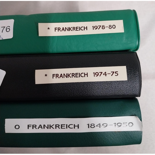 592 - Three albums of French stamps  1849 - 1950, 1974 - 1975 & 1978 - 1980.