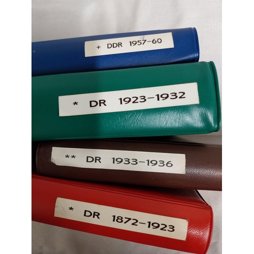 595 - Three albums of Deutsches Reich stamps 1872 - 1923, 1923 - 1932 & 1933 - 1936 & album of East German... 