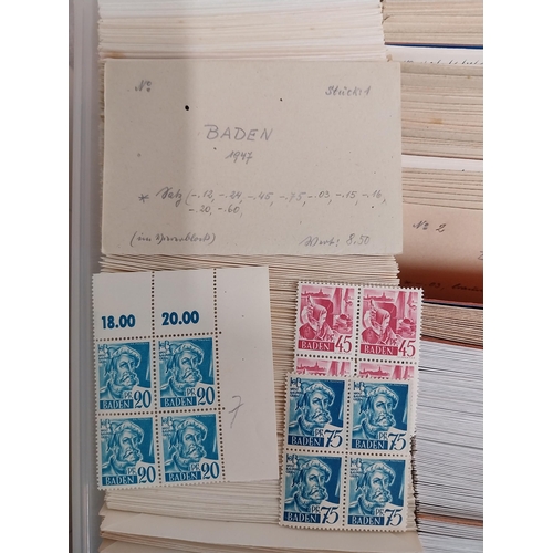 602 - Collection of unfranked stamps - Deutsche Bundespost 1960 - 1990, Baden 1947, Rheinland Pfalz 1947, ... 