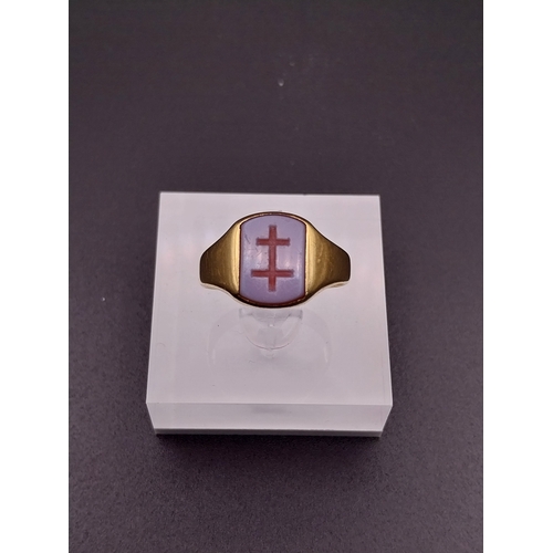 511 - 18ct Gold Lorraine Cross Gents Masonic Ring. Available to view on request.
