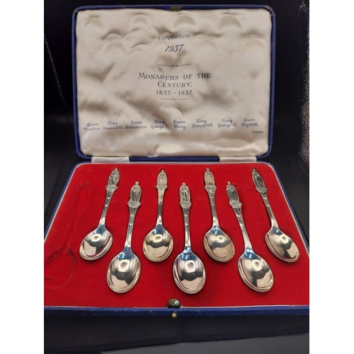 552 - Set of seven coronation spoons, Edward VIII missing. Hallmarked London Maker's mark Cooper Brother's... 