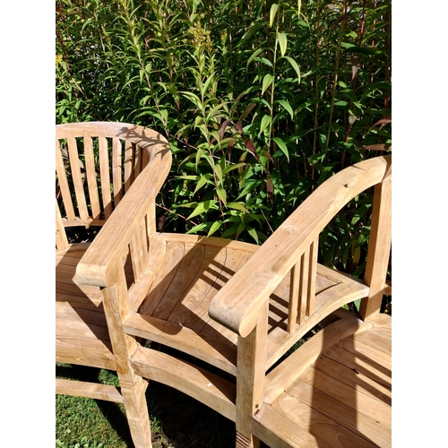 600 - Good quality teak conversation seat. { 86cm H X 153cm W X 66cm D }.