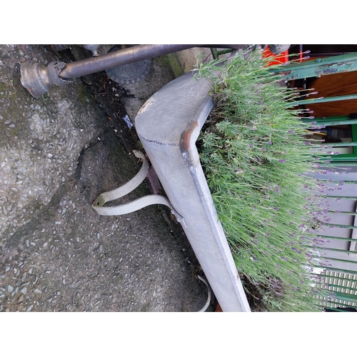 1200 - Early 20th C. galvanised planter on shaped legs. {64 cm H x 206 cm W x 66 cm D}.
