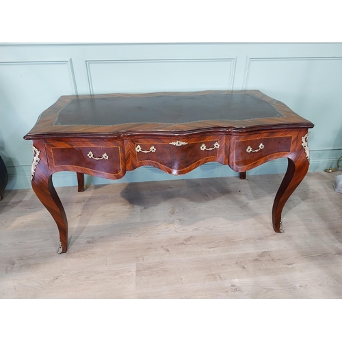 147 - French kingwood and ormolu mounted desk with inset leather top on cabriole legs. {86 cm H x 160 cm W... 