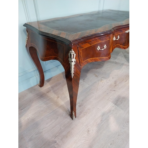 147 - French kingwood and ormolu mounted desk with inset leather top on cabriole legs. {86 cm H x 160 cm W... 