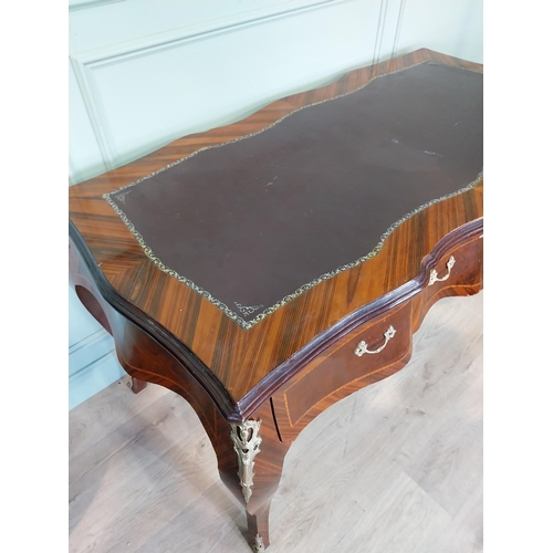 147 - French kingwood and ormolu mounted desk with inset leather top on cabriole legs. {86 cm H x 160 cm W... 