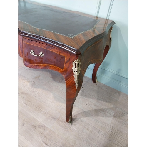 147 - French kingwood and ormolu mounted desk with inset leather top on cabriole legs. {86 cm H x 160 cm W... 