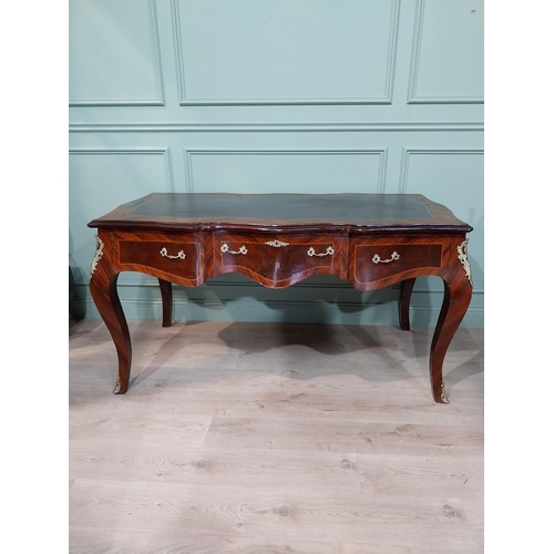 147 - French kingwood and ormolu mounted desk with inset leather top on cabriole legs. {86 cm H x 160 cm W... 