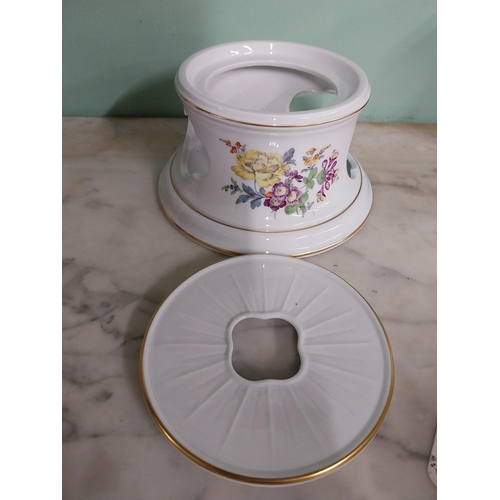 155 - Meissen -  20th. C. Bumenmalerei tea candle holder, with no. 143M. Underglazed with blue crossed swo... 