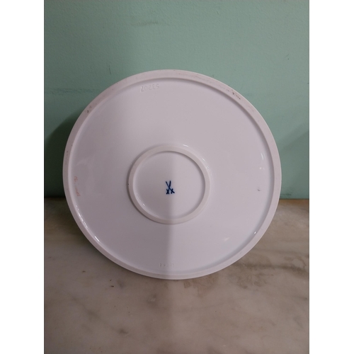 155 - Meissen -  20th. C. Bumenmalerei tea candle holder, with no. 143M. Underglazed with blue crossed swo... 