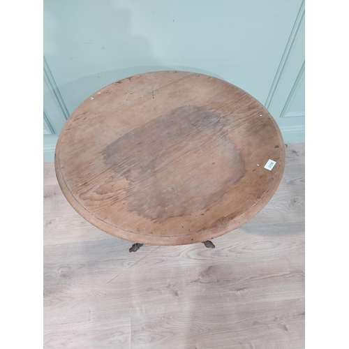 225 - 19th C. cast iron table with wooden top. {70 cm H x 72 cm Dia.}