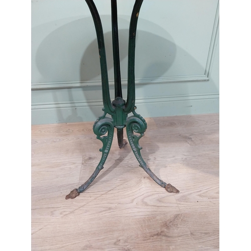225 - 19th C. cast iron table with wooden top. {70 cm H x 72 cm Dia.}