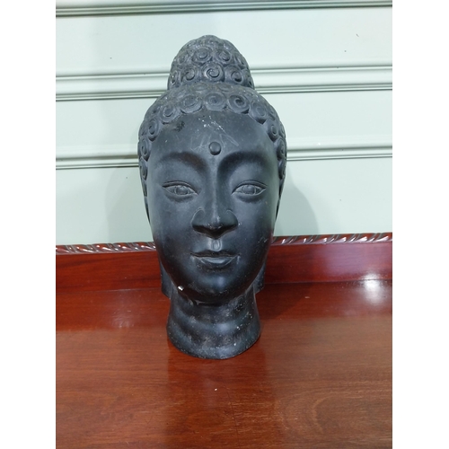 249 - Resin model of a Buddha Head. {42 cm H x 18 cm W x 23 cm D}.
