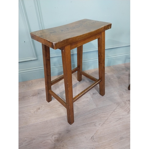372 - Pair of 1950's pine lamp stools on square splayed legs. {61 cm H x  45 cm W x 32 cm D}.