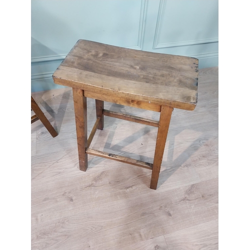 372 - Pair of 1950's pine lamp stools on square splayed legs. {61 cm H x  45 cm W x 32 cm D}.