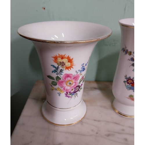 410 - Meissen - Early 20th. C. Bumenmalerei vase with no. N 211 and underglazed with blue crossed swords. ... 