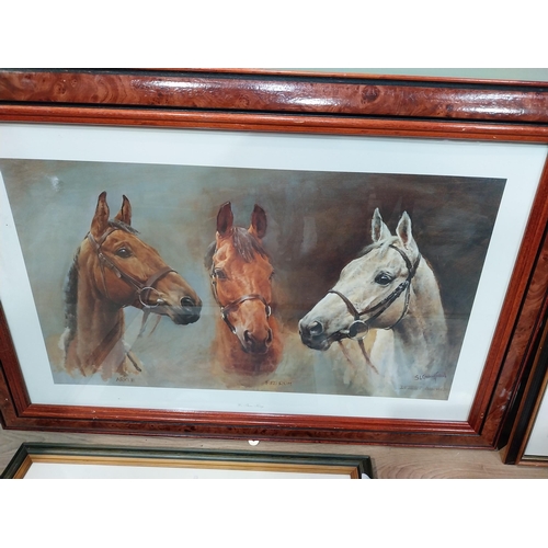 479 - Four framed coloured prints - Farmyard Scene and Red Rum, Desert Orchid and Arkle. {66 cm H x 80  cm... 