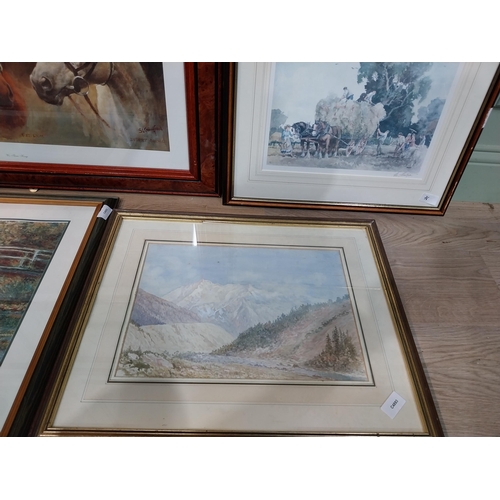 479 - Four framed coloured prints - Farmyard Scene and Red Rum, Desert Orchid and Arkle. {66 cm H x 80  cm... 