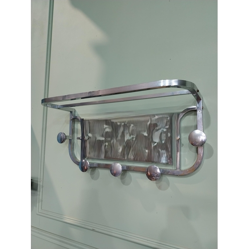 51 - Art Deco chrome mirrored back luggage rack. {34 cm H x 73 cm W x 26 cm D}.