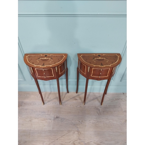 162 - Pair of French kingwood and ormolu mounted bedside lockers on cabriole legs. {70 cm H x 45 cm W x 25... 