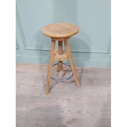 17 - Vintage pine revolving Artist's stool on square splayed legs.{65 cm H x 40 cm Dia.}.