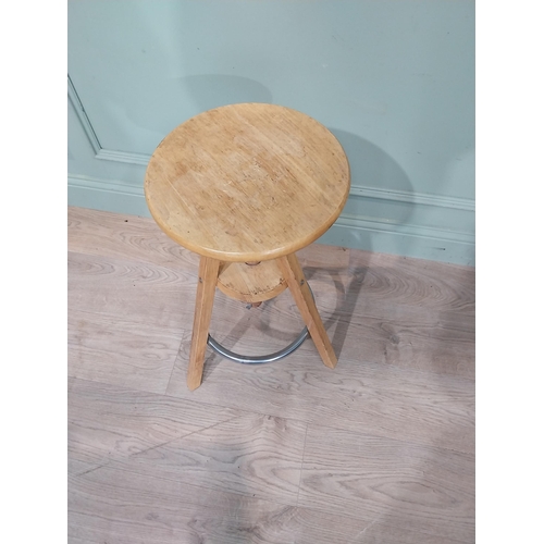 17 - Vintage pine revolving Artist's stool on square splayed legs.{65 cm H x 40 cm Dia.}.