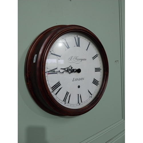 26 - Mahogany wall clock Newgate London. {52 cm Dia.}.