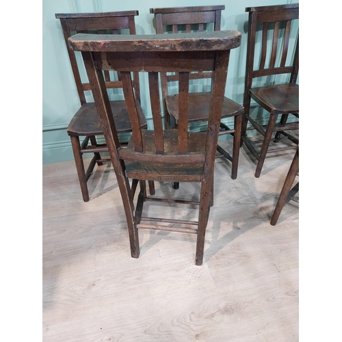 293C - Set of eight 1940's oak chapel chairs. {85 cm H x 38 cm W x 38 cm D}.