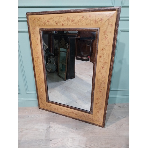 336 - Vintage pine framed mirror covered with decorative floral paper. {126 cm H x 95 cm W}.