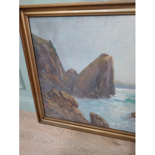 42 - Early 20th C. oil on board Seascape mounted in gilt frame. {79 cm H x 99}