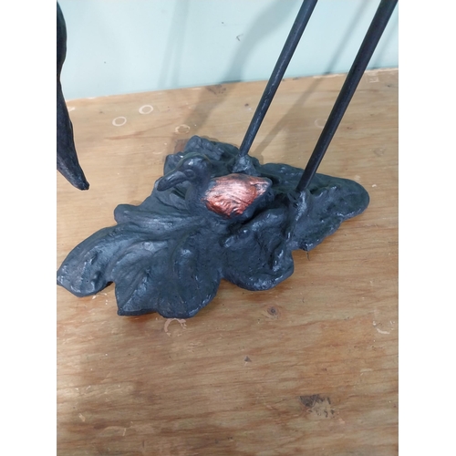 52 - Cast iron model of a Heron. {48 cm H x 36 cm W x 20 cm D}.