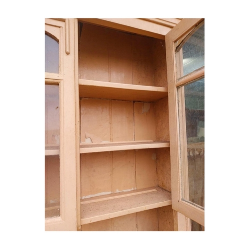 53 - 19th C. painted pine Galway Athy kitchen dresser. {131 cm H x 150 cm W x 54 cm D}.