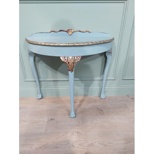 56 - Vintage painted mahogany console table on cabriole legs. {82 cm H x 96 cm W x 40 cm D}.