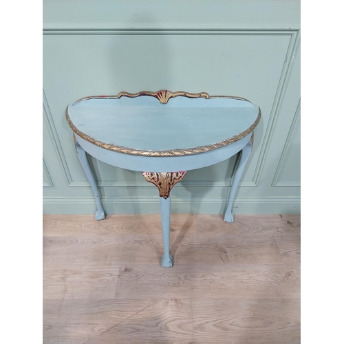 56 - Vintage painted mahogany console table on cabriole legs. {82 cm H x 96 cm W x 40 cm D}.