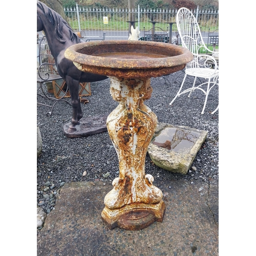636 - Decorative cast iron bird bath in the Georgian manner. {95 cm H x 55 cm Dia.}.