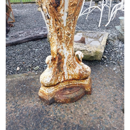 636 - Decorative cast iron bird bath in the Georgian manner. {95 cm H x 55 cm Dia.}.